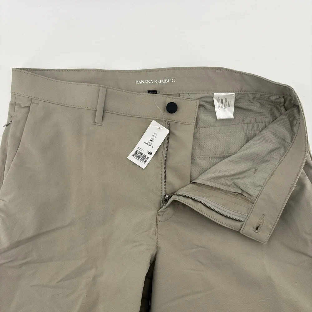 Banana Republic Mens Performance Pants 34x32 London Fog Beige NWT 1557516